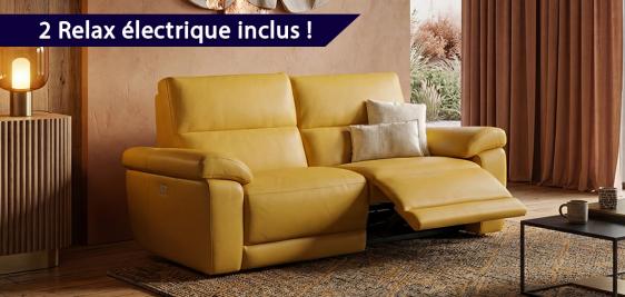 Canapé 3 places AVEC DEUX RELAX électriques