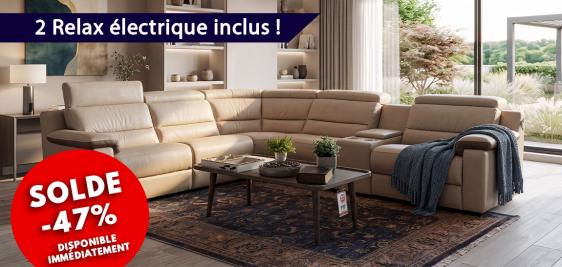Grand salon d'angle avec relax électrique inclus