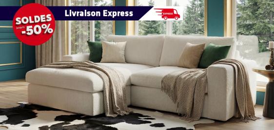 Grand canapé 3 places avec chaise longue