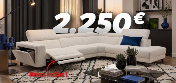 Grand salon d'angle Design avec un relax électrique inclus