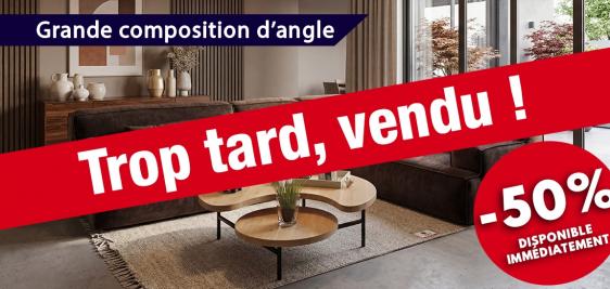 Grand salon d'angle Design en tissu Chocolat