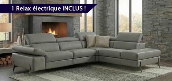 Salon d'angle design avec un relax électrique