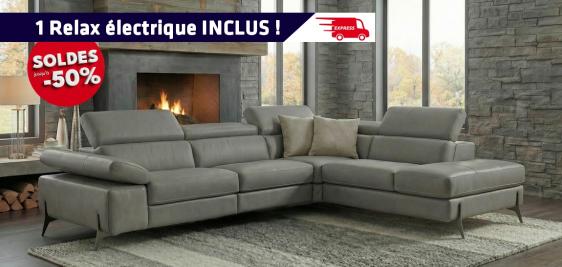 Salon d'angle design avec un relax électrique