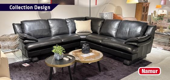 Grand angle Design en cuir noir
