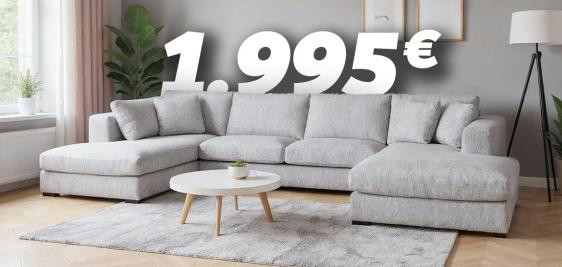Grand salon d'angle avec méridienne