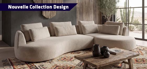 Grand salon d'angle oragnique contemporain en tissu