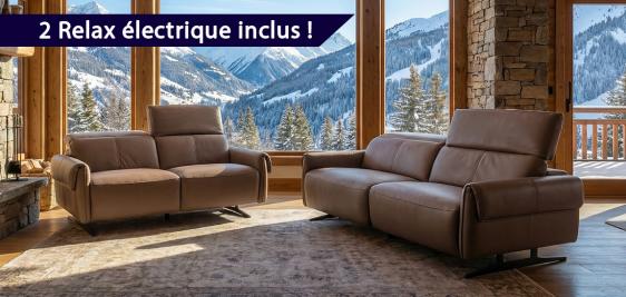Canapé 3 pl avec 2 RELAX ELECTRIQUE + Canapé 2 places
