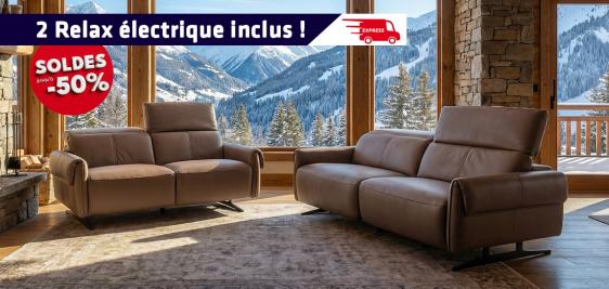 Canapé 3 pl avec 2 RELAX ELECTRIQUE + Canapé 2 places