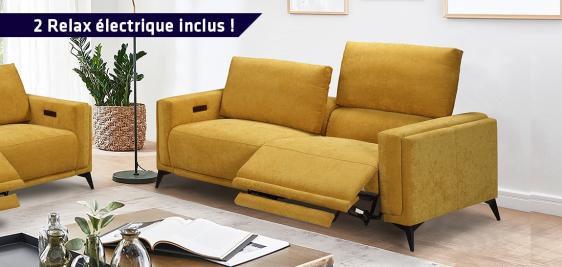 Canapé 3 pl avec 2 RELAX ELECTRIQUE