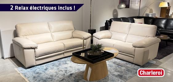 Canapé à l'élégance intemporelle avec 2 RELAX inclus