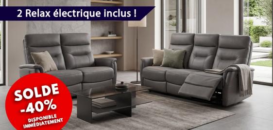 Canapé 3 places AVEC DEUX RELAX électriques + Canapé 2 places