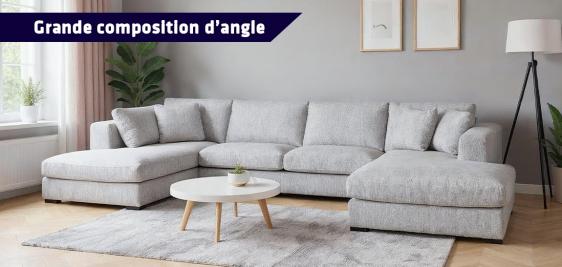 Grand salon d'angle avec méridienne